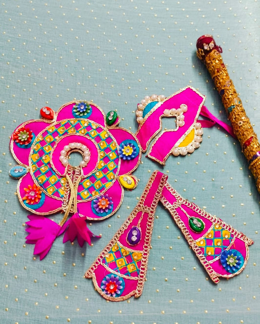 Laddu Gopal Poshak / Laddu Gopal Dress - Flower Shaped with Jari and Moti Work